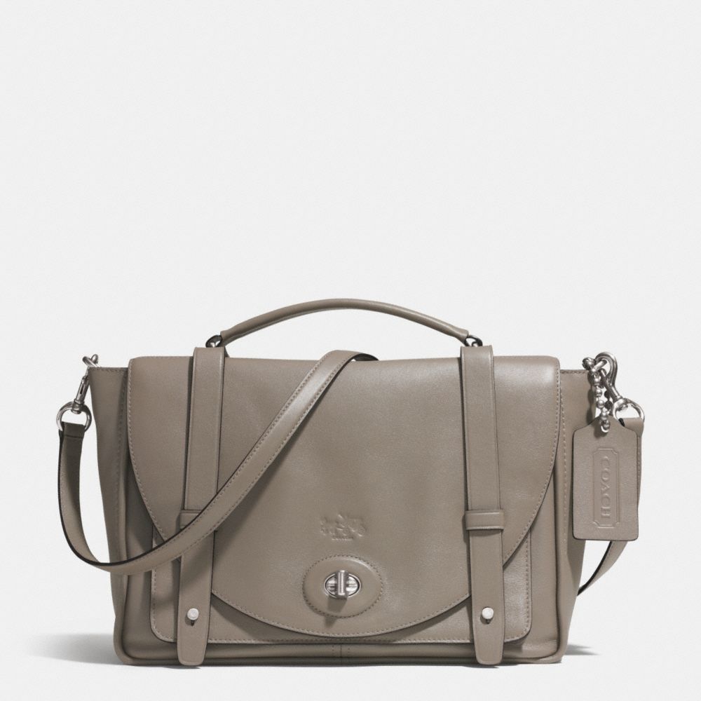 COACH F32278 BLEECKER BROOKLYN MESSENGER IN LEATHER -ANTIQUE-NICKEL/GREY