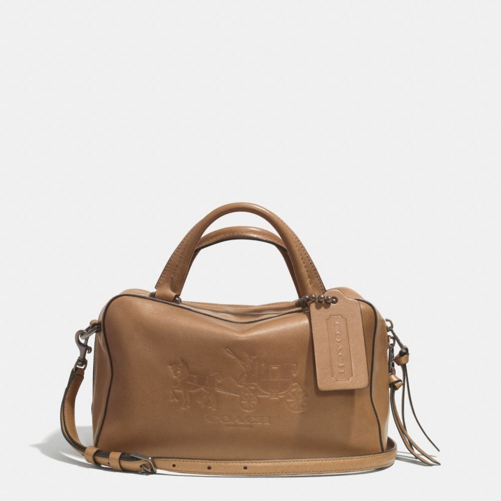 BLEECKER LOGO SMALL TOASTER SATCHEL IN LEATHER - AR/BRINDLE - COACH F32283