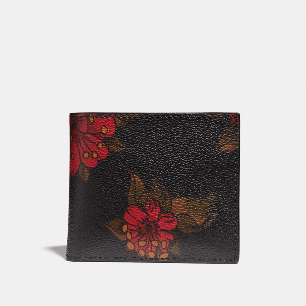 COACH F32304 Double Billfold Wallet With Hawaiian Lily Print REM