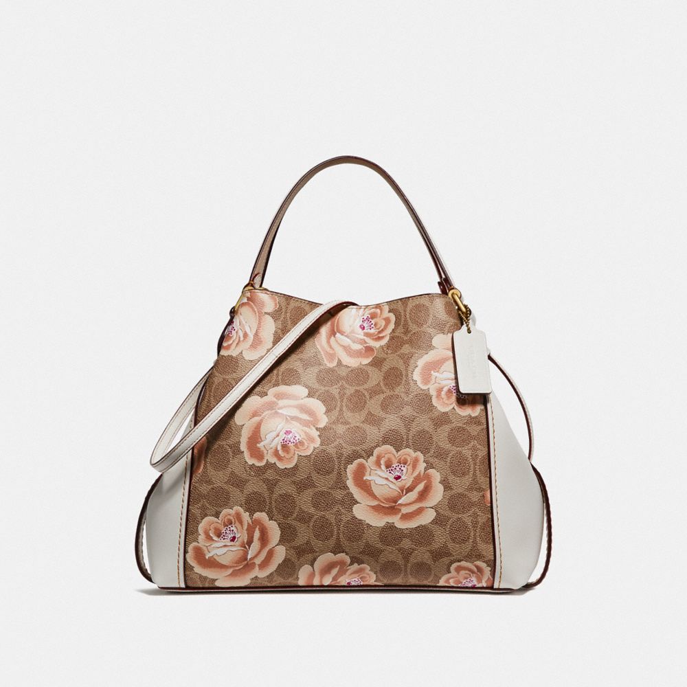 EDIE SHOULDER BAG 28 IN SIGNATURE ROSE PRINT - B4/TAN CHALK - COACH F32314