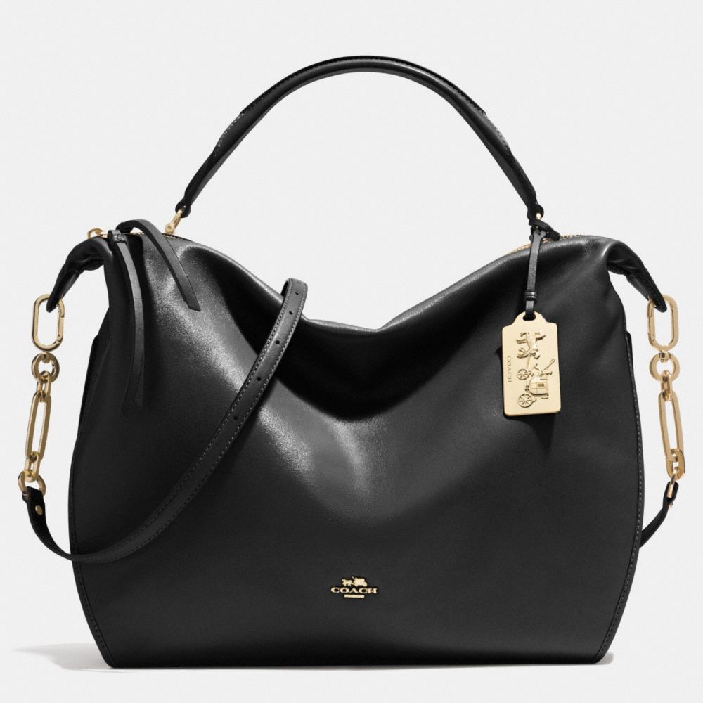 MADISON XL SMYTHE SATCHEL IN LEATHER - LIGHT GOLD/BLACK - COACH F32330