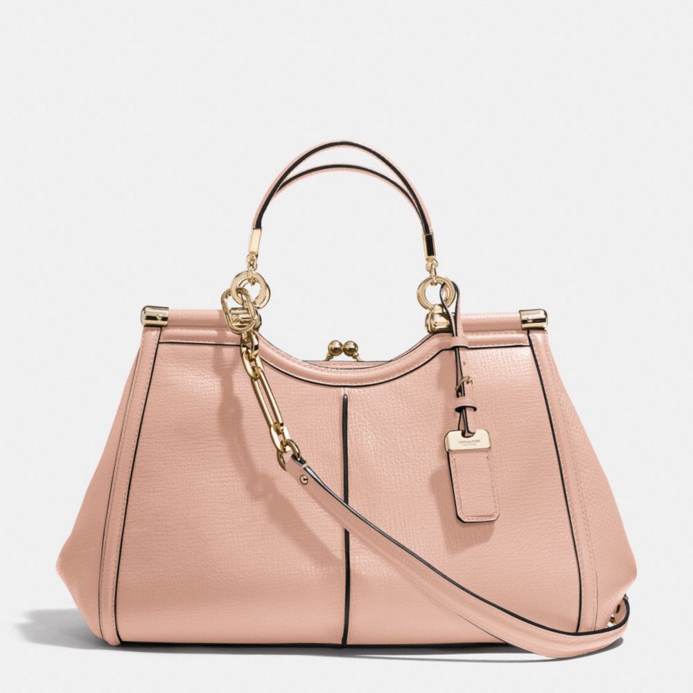 MADISON TEXTURED LEATHER PINNACLE CARRIE SATCHEL - LIGHT GOLD/ROSE PETAL - COACH F32377