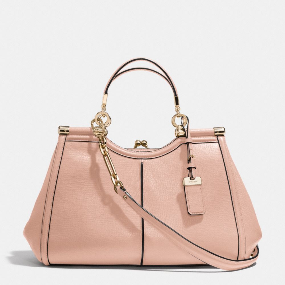 COACH MADISON TEXTURED LEATHER PINNACLE CARRIE SATCHEL - LIGHT GOLD/ROSE PETAL - F32377