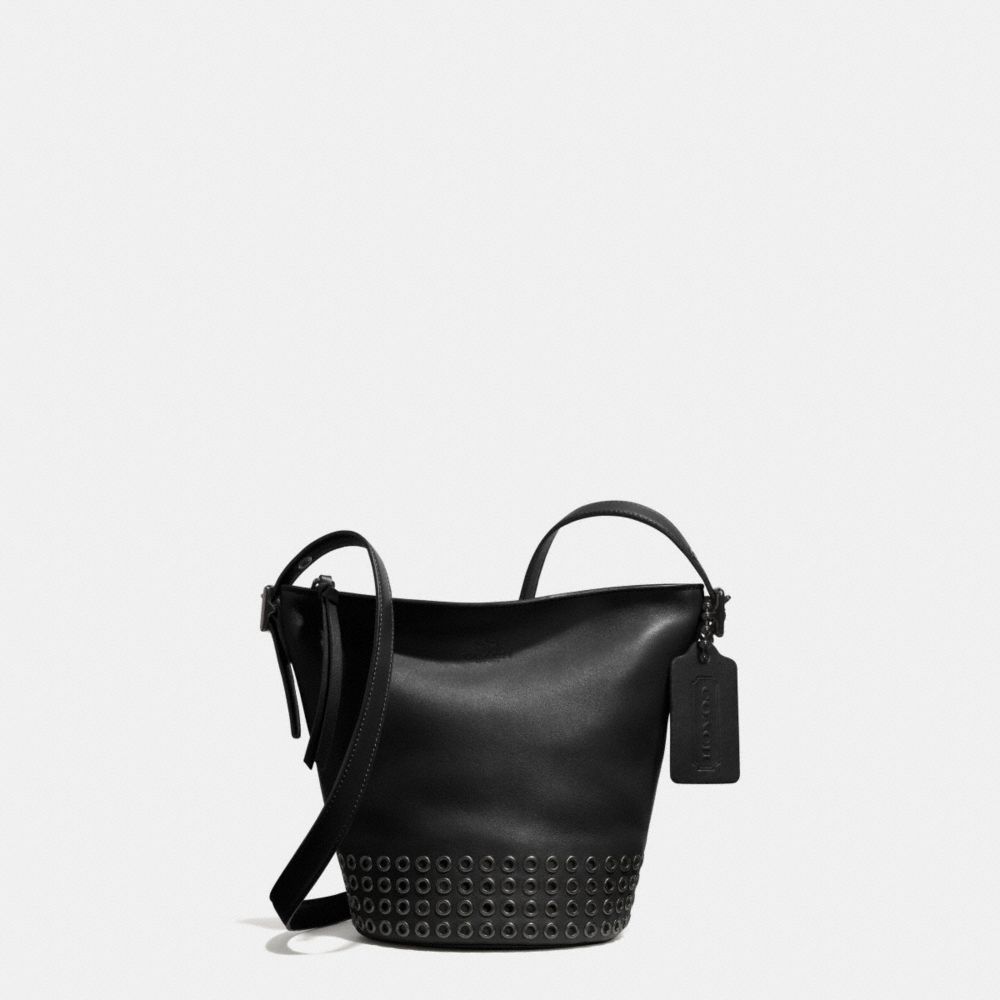 COACH F32386 Bleecker Grommets Mini Duffle Bag In Leather  ANTIQUE NICKEL/BLACK