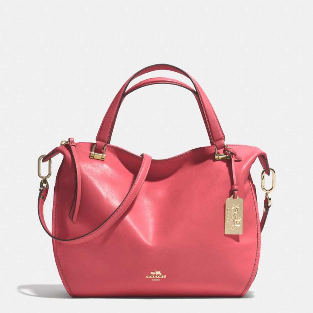 MADISON SMYTHE SATCHEL IN LEATHER - LIGHT GOLD/LOGANBERRY - COACH F32405