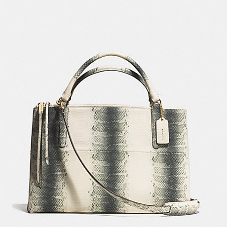 COACH THE BOROUGH BAG IN STRIPED EMBOSSED LEATHER -  GOLD/BLACK/WHITE - f32424