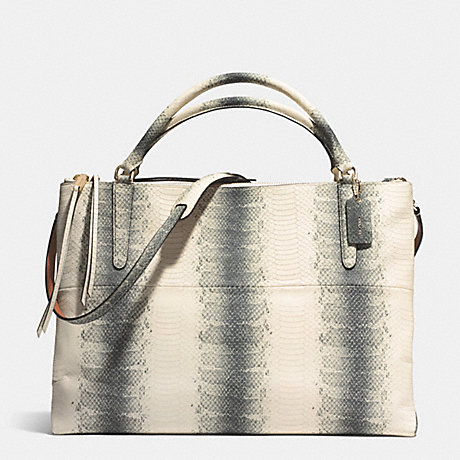 COACH THE LARGE BOROUGH BAG IN STRIPED EMBOSSED LEATHER -  GOLD/BLACK/WHITE - f32425