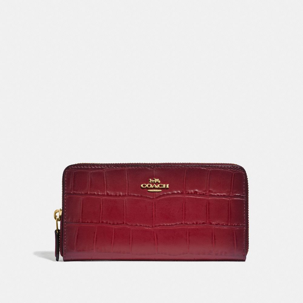 COACH ACCORDION ZIP WALLET - CHERRY /LIGHT GOLD - F32433