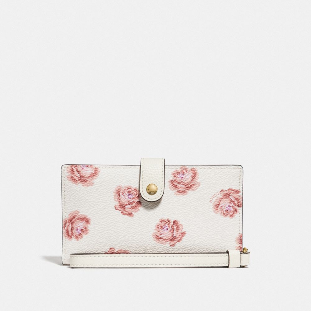 COACH F32450 PHONE WRISTLET WITH ROSE PRINT LI/CHALK-ROSE-PRINT