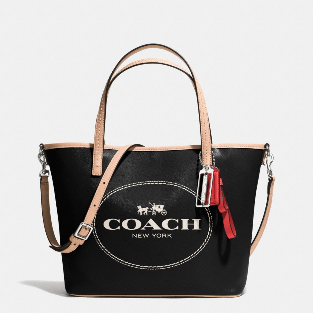COACH F32482 Metro Horse And Carriage Small Tote SILVER/BLACK