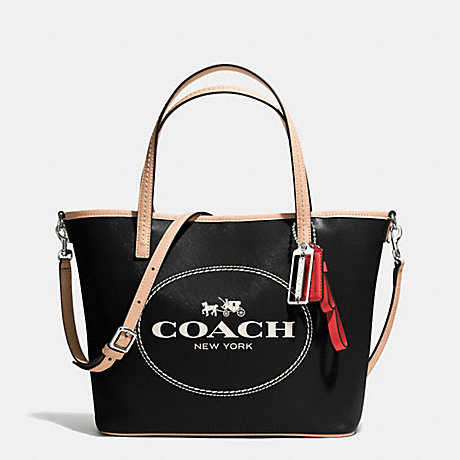 COACH F32482 METRO HORSE AND CARRIAGE SMALL TOTE SILVER/BLACK
