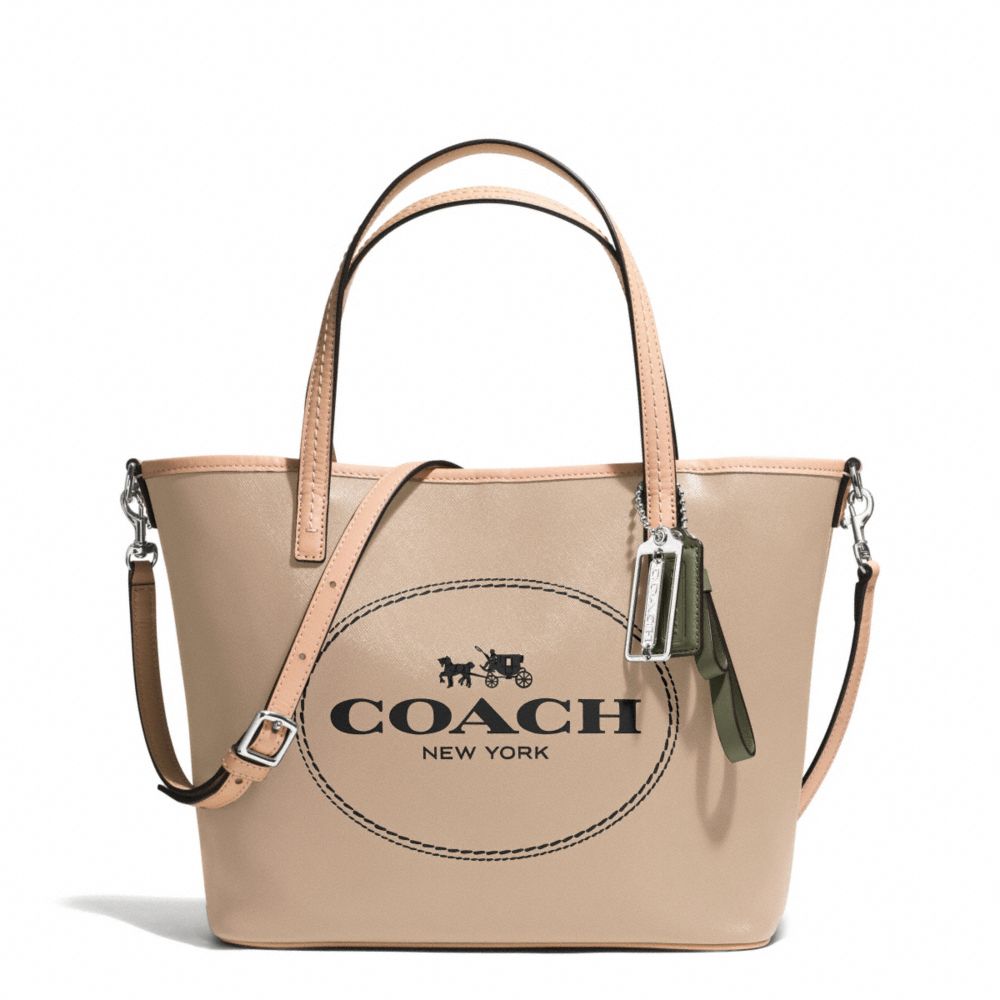 METRO HORSE AND CARRIAGE SMALL TOTE - SILVER/LIGHT KHAKI - COACH F32482