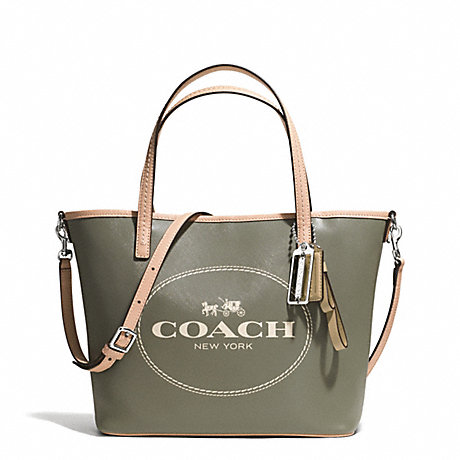 COACH F32482 METRO HORSE AND CARRIAGE SMALL TOTE SILVER/OLIVE