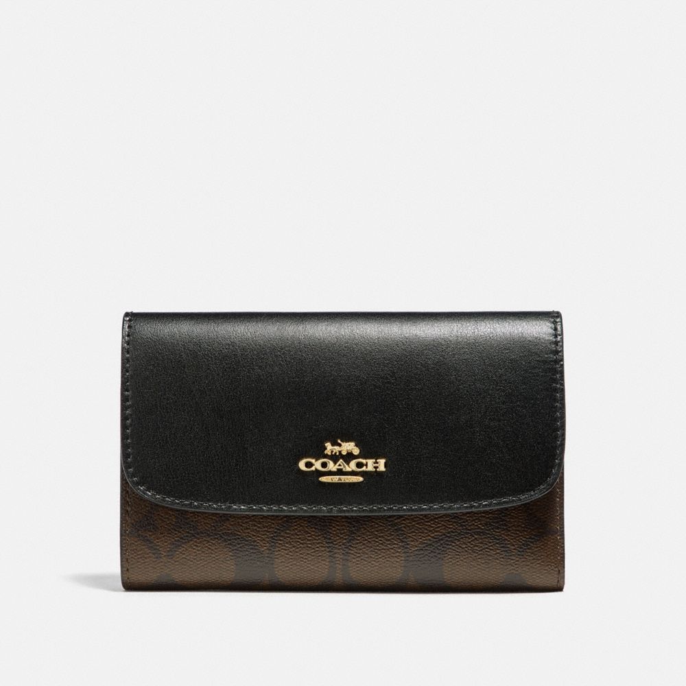 COACH F32485 Medium Envelope Wallet In Signature Canvas BROWN/BLACK/LIGHT GOLD