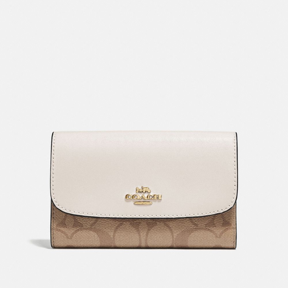 COACH F32485 Medium Envelope Wallet In Signature Canvas KHAKI/CHALK/GOLD