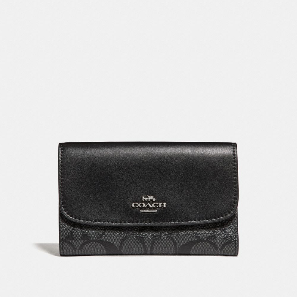 MEDIUM ENVELOPE WALLET IN SIGNATURE CANVAS - f32485 - BLACK SMOKE/BLACK/SILVER