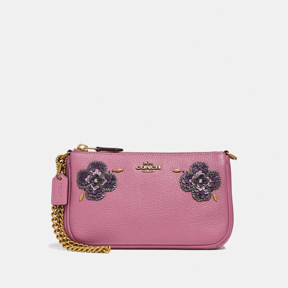 COACH F32487 - NOLITA WRISTLET 19 WITH LEATHER SEQUIN APPLIQUE ROSE/BRASS