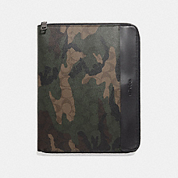 TECH CASE IN SIGNATURE CANVAS WITH CAMO PRINT - COACH f32656 - MAHOGANY/DARK GREEN CAMO
