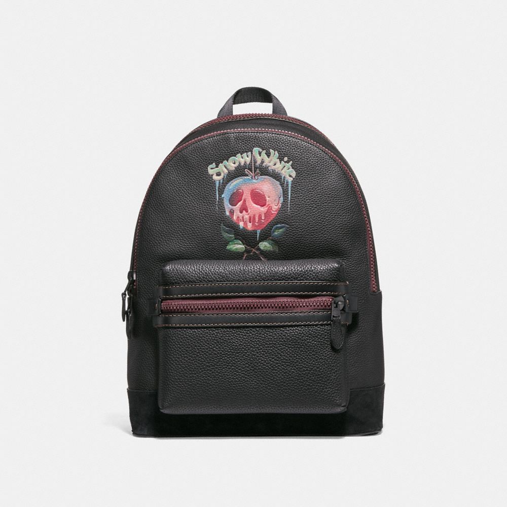 COACH DISNEY X COACH ACADEMY BACKPACK WITH POISON APPLE GRAPHIC - BLACK/MATTE BLACK - F32663