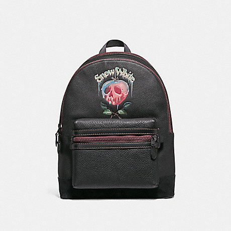 COACH F32663 DISNEY X COACH ACADEMY BACKPACK WITH POISON APPLE GRAPHIC BLACK/MATTE-BLACK
