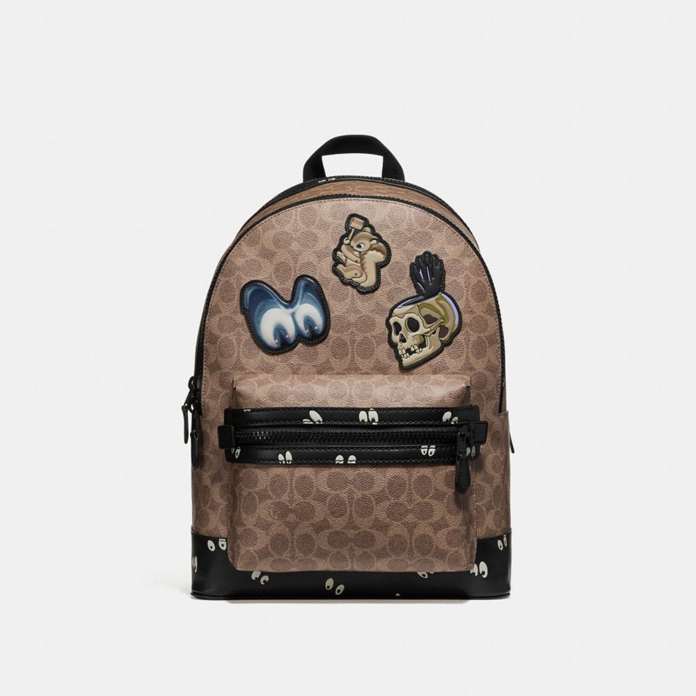 DISNEY X COACH ACADEMY BACKPACK IN SIGNATURE PATCHWORK - F32665 - KHAKI/MATTE BLACK