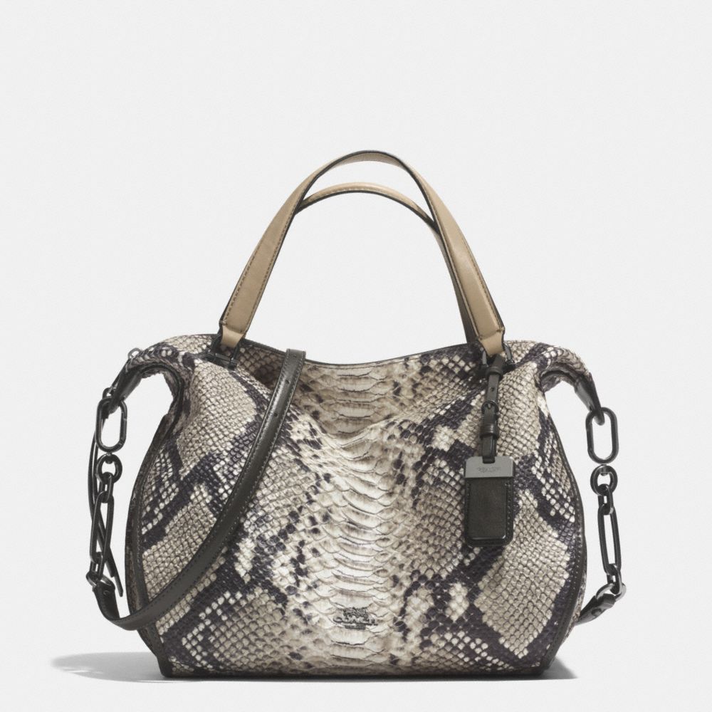 MADISON SMYTHE SATCHEL IN DIAMOND PYTHON LEATHER - f32682 -  ANTIQUE NICKEL/GREY