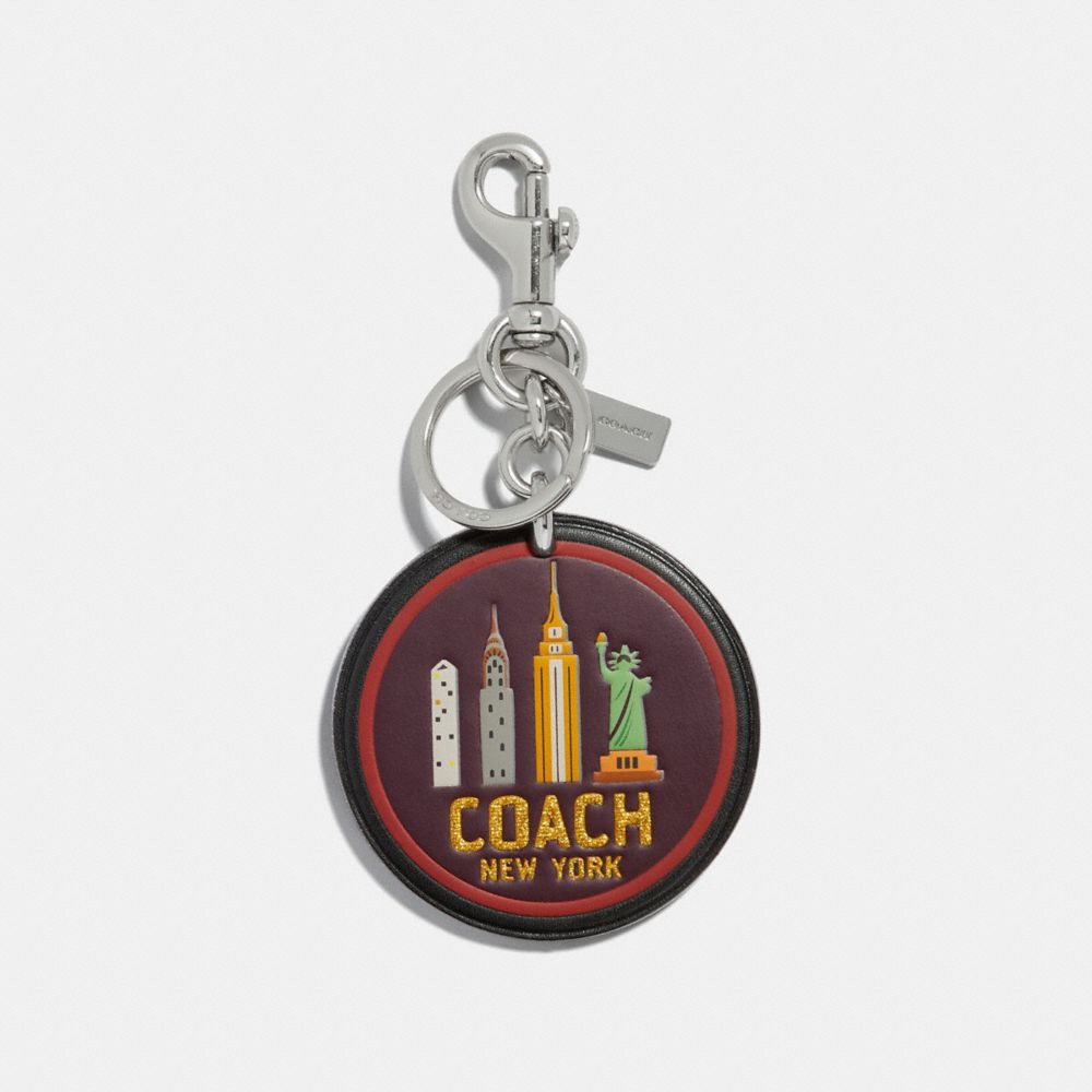 NEW YORK BAG CHARM - COACH f32687 - SILVER/BLACK