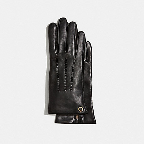 COACH CLASSIC LEATHER GLOVES - BLACK - F32700