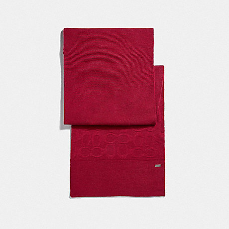 COACH EMBOSSED SIGNATURE KNIT SCARF - BRIGHT RED - F32711