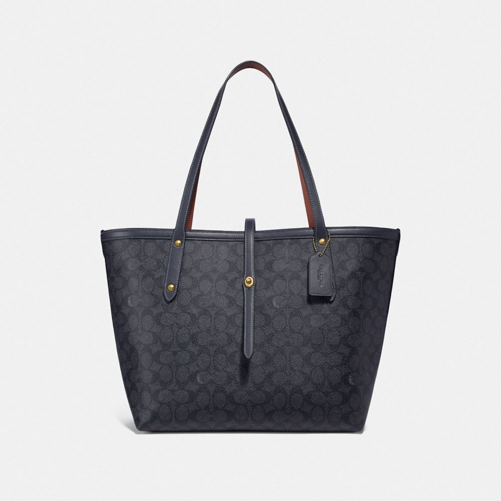 COACH MARKET TOTE IN SIGNATURE CANVAS - GD/CHARCOAL MIDNIGHT NAVY - F32714