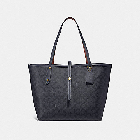 COACH MARKET TOTE IN SIGNATURE CANVAS - GD/CHARCOAL MIDNIGHT NAVY - F32714
