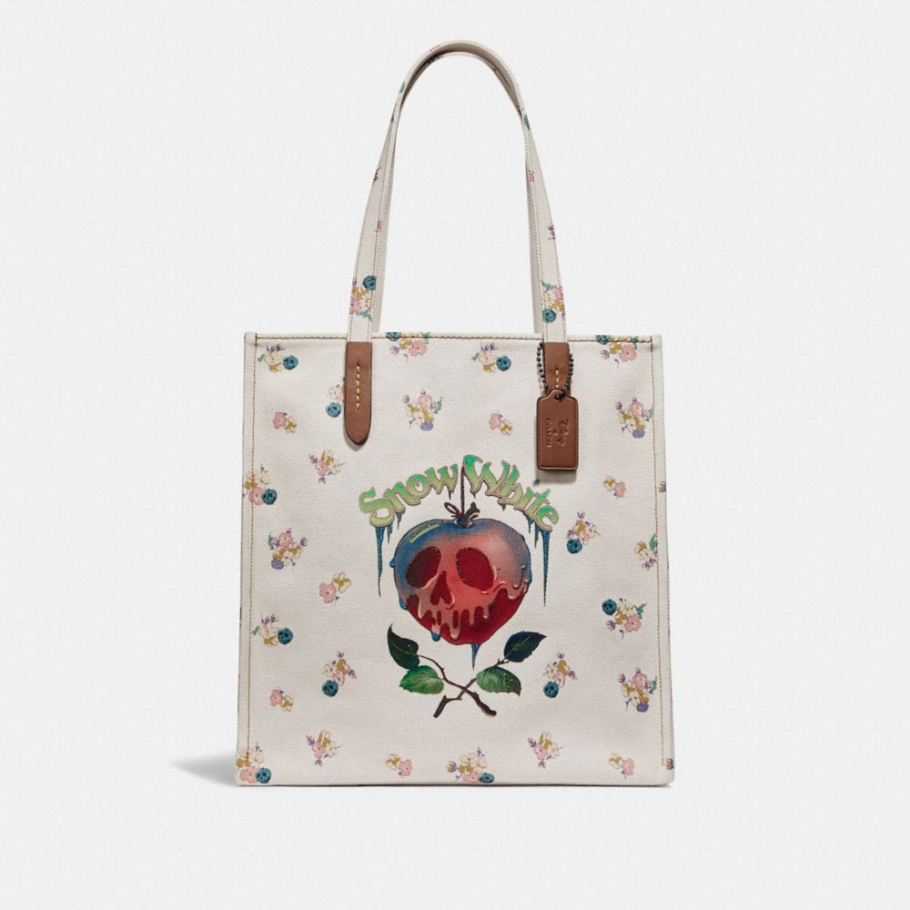 DISNEY X COACH POISON APPLE TOTE - COACH F32725 - CHALK/BLACK COPPER