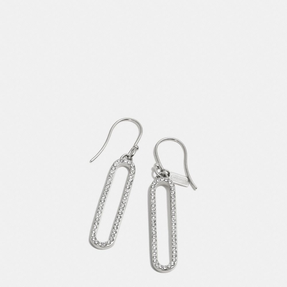 COACH PAVE ID EARRING - SILVER/CLEAR - f32741