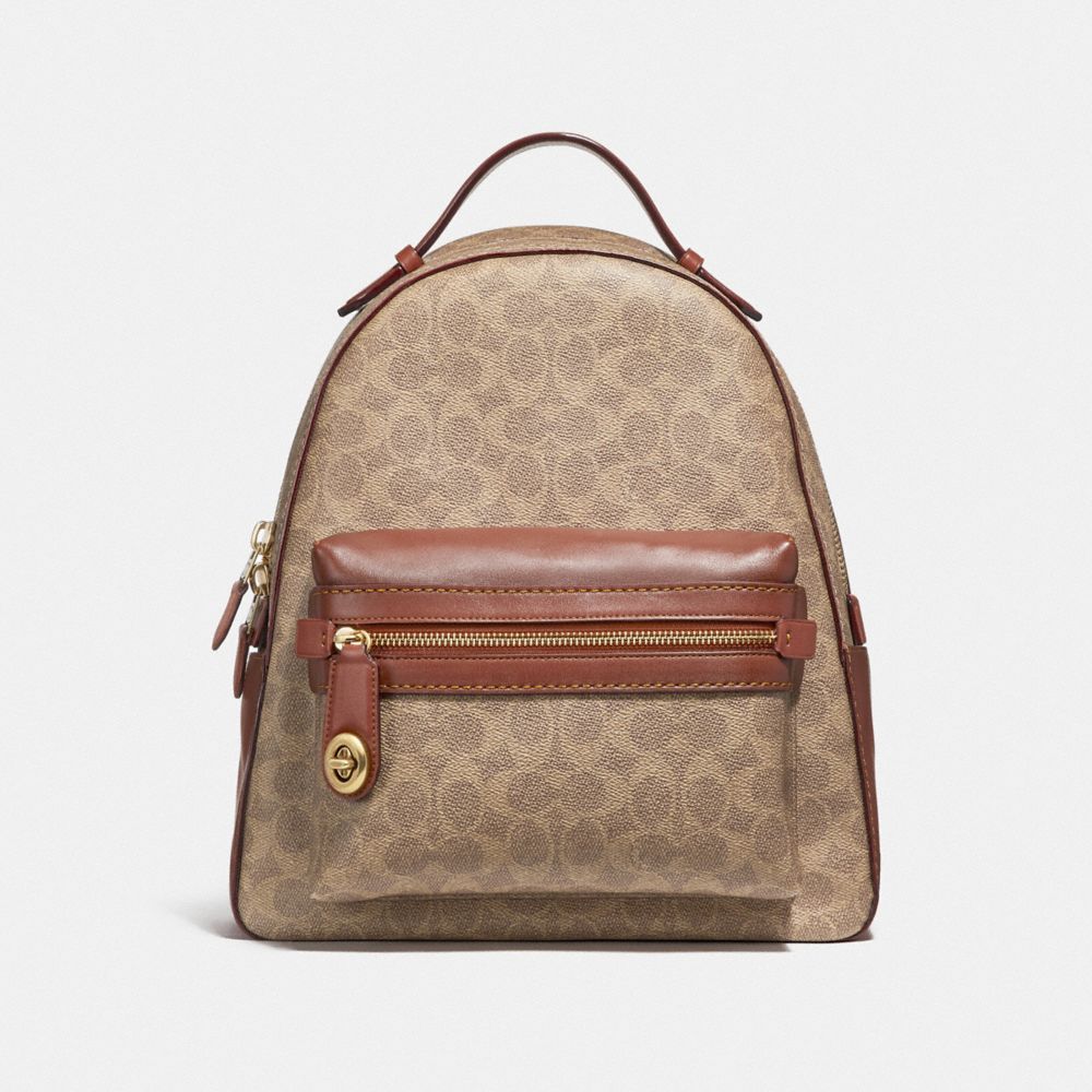 COACH CAMPUS BACKPACK IN SIGNATURE CANVAS - B4/TAN RUST - F32754