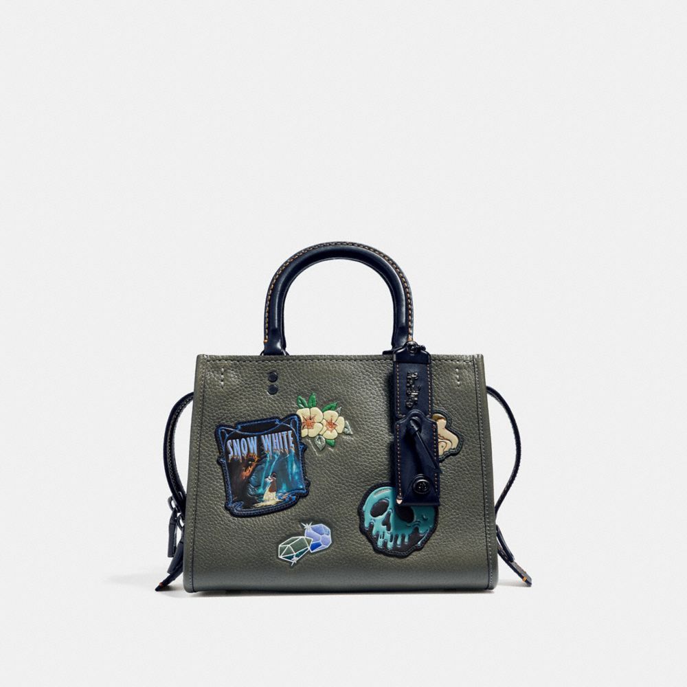 COACH F32780 Disney X Coach Rogue 25 With Patches ARMY GREEN/BLACK COPPER