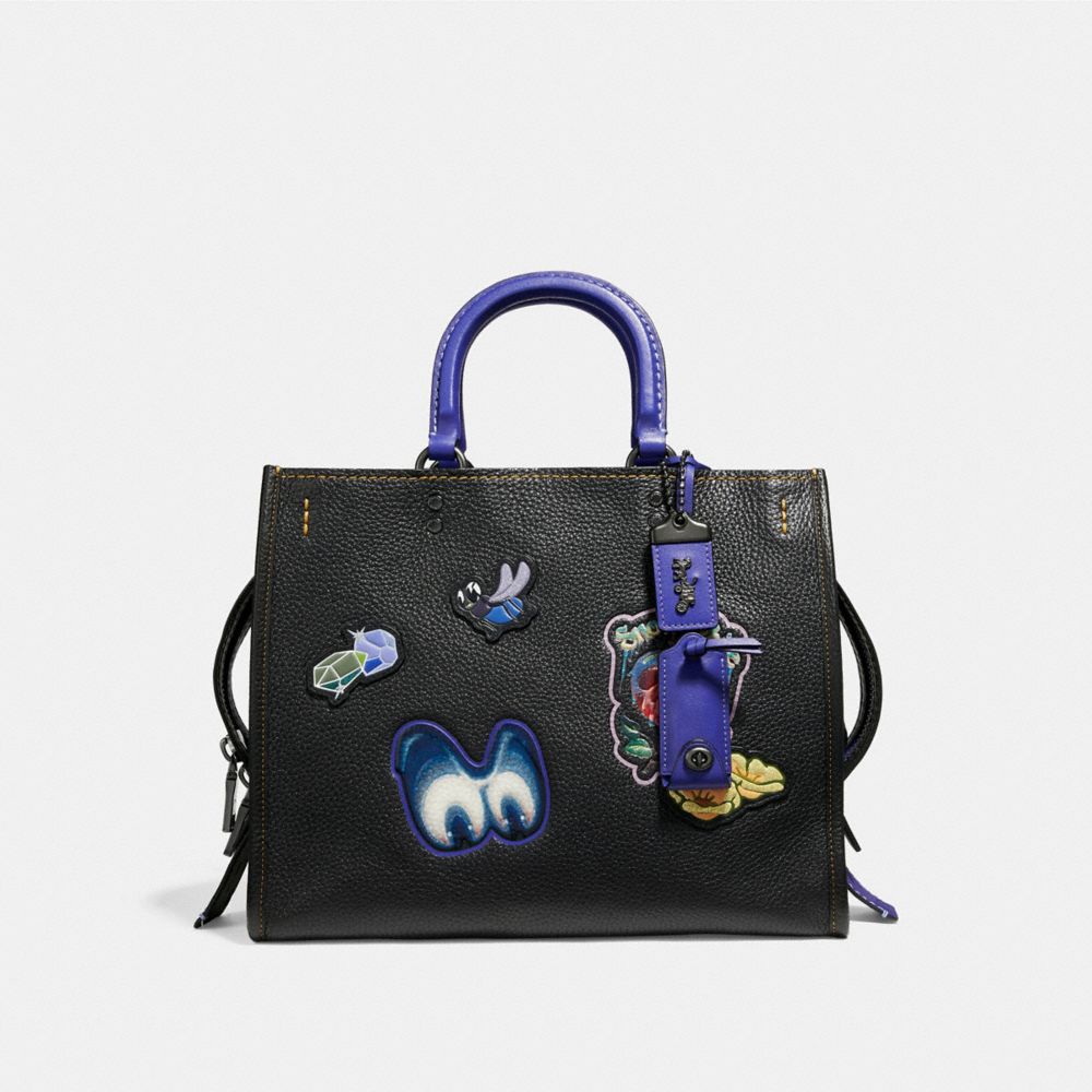 DISNEY X COACH ROGUE WITH PATCHES - F32793 - BLACK/BLACK COPPER