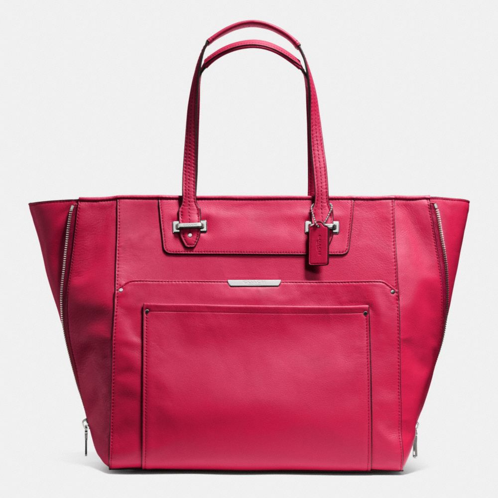 TAYLOR LEATHER LARGE FASHION TOTE - f32824 -  SILVER/BERRY