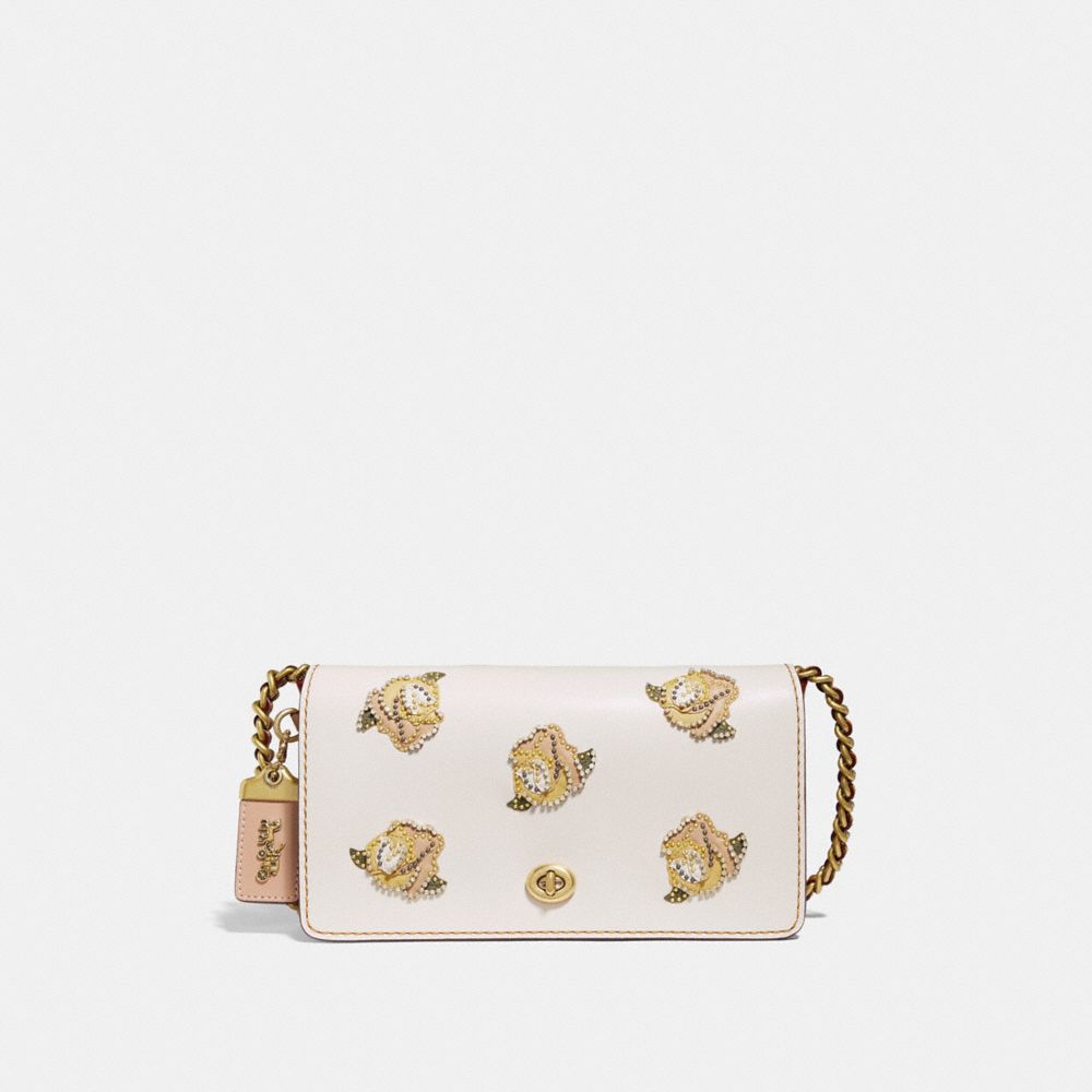 DINKY WITH ROSE APPLIQUE - CHALK/BRASS - COACH F32874