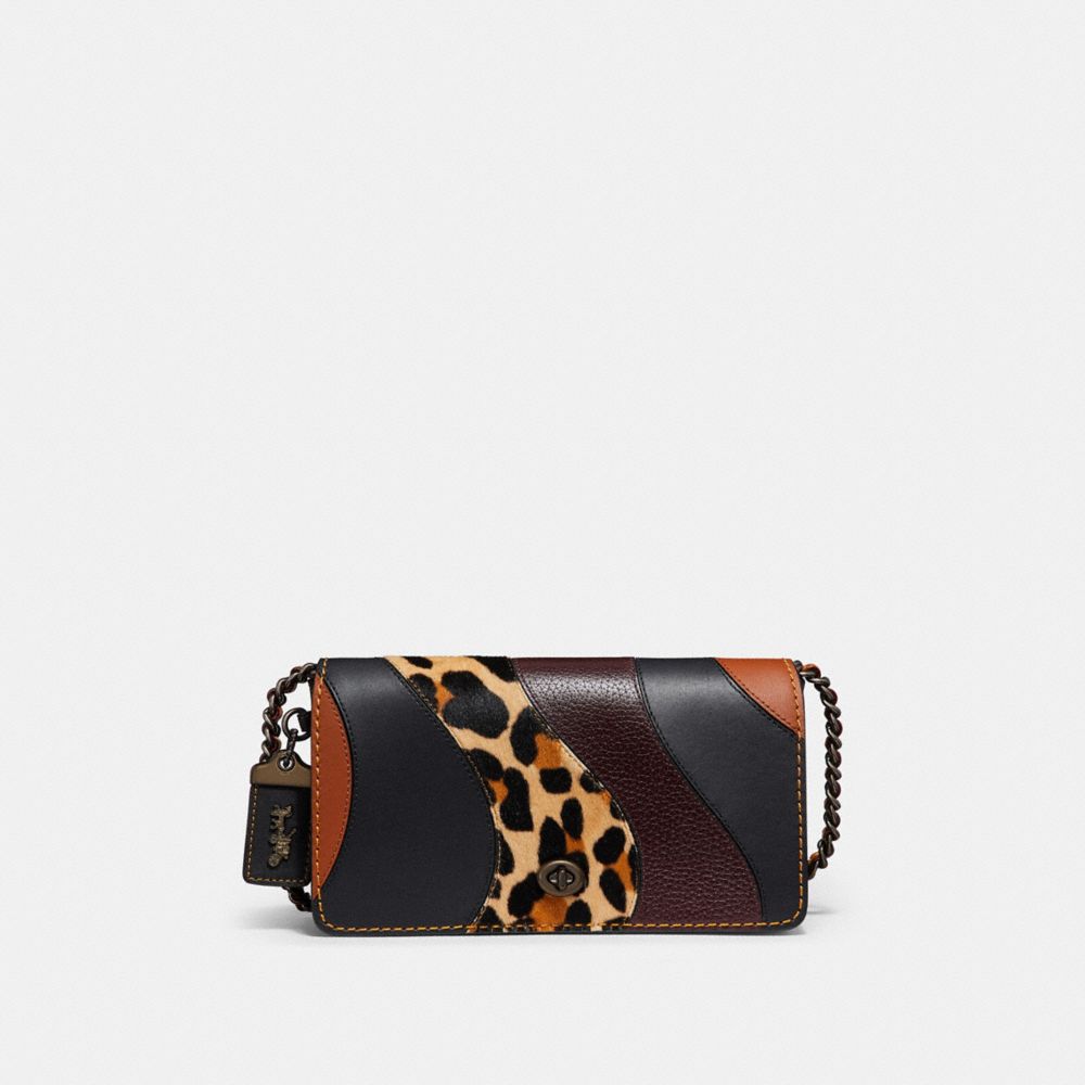 COACH DINKY WITH LEOPARD PATCHWORK - LEOPARD MULTI/BLACK COPPER - F32878