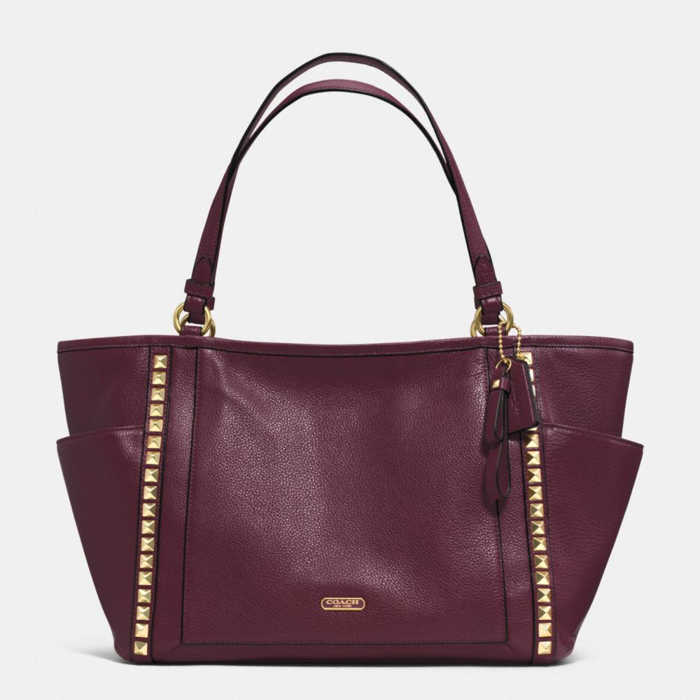 PARK LEATHER PYRAMID STUD CARRIE TOTE - BRASS/SHERRY - COACH F32897