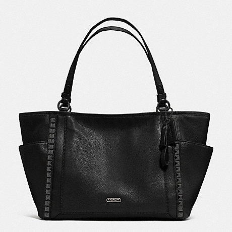 COACH PARK LEATHER PYRAMID STUD CARRIE TOTE - GUNMETAL/BLACK - f32897