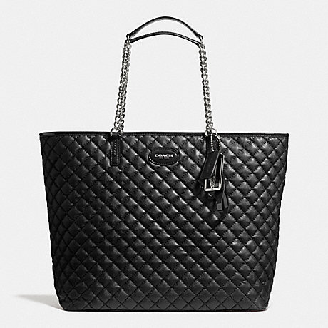 COACH METRO QUILTED CHAIN TOTE - SILVER/BLACK - f32905