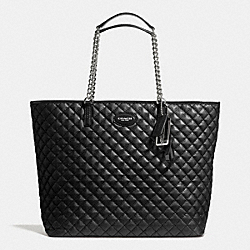 COACH F32905 - METRO QUILTED CHAIN TOTE SILVER/BLACK