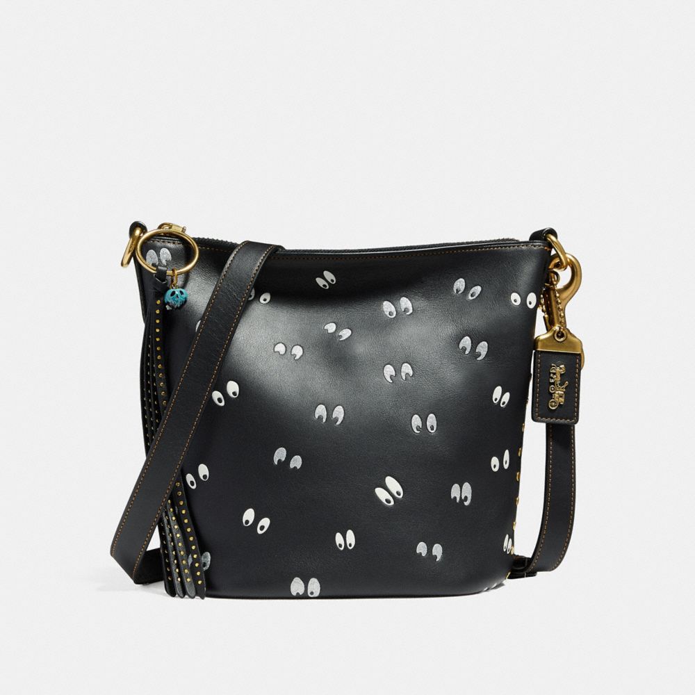 DISNEY X COACH DUFFLE 20 WITH SPOOKY EYES PRINT - F32925 - BLACK/BRASS