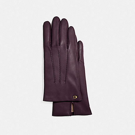 COACH SCULPTED SIGNATURE LEATHER GLOVES - OXBLOOD - F32956