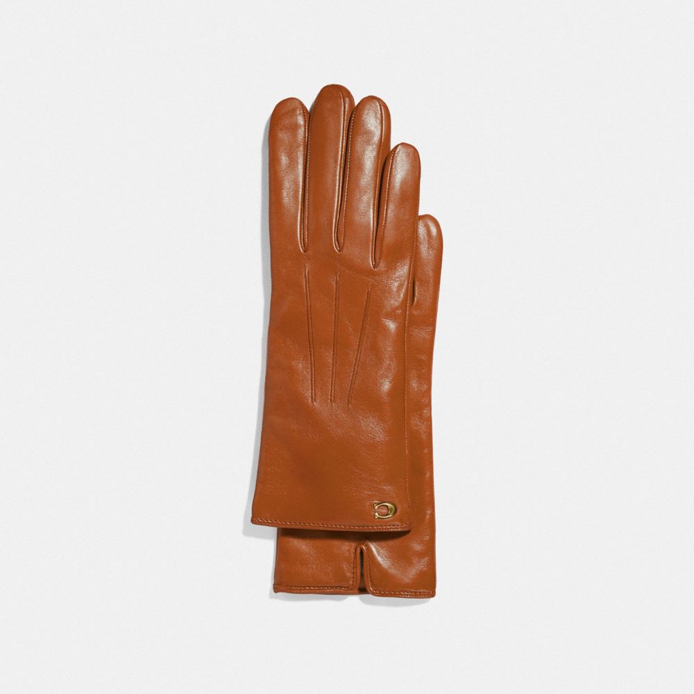 COACH SCULPTED SIGNATURE TECH GLOVES - CANYON - F32957