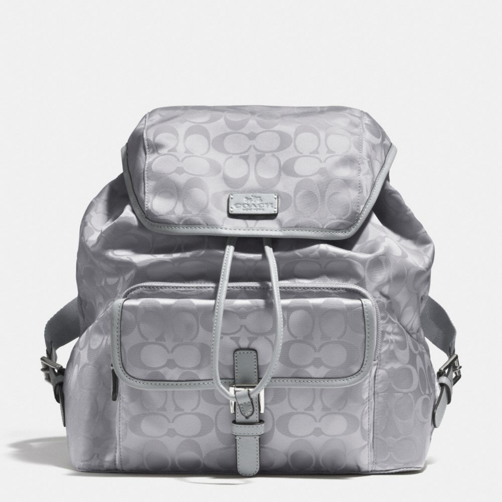 COACH SIGNATURE NYLON BACKPACK - SILVER/LIGHT GREY - f32970