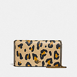 COACH CALLIE FOLDOVER CHAIN CLUTCH WITH LEOPARD PRINT - LEOPARD/BRASS - F32990