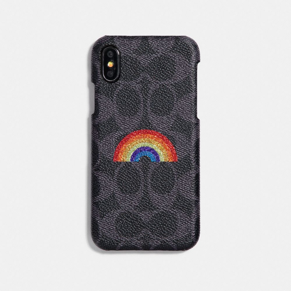 IPHONE X/XS CASE IN SIGNATURE CANVAS WITH RAINBOW - NAVY MULTI - COACH F33036