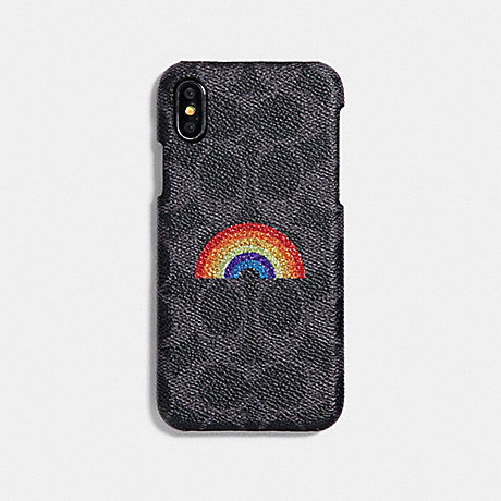 COACH IPHONE X/XS CASE IN SIGNATURE CANVAS WITH RAINBOW - NAVY MULTI - F33036